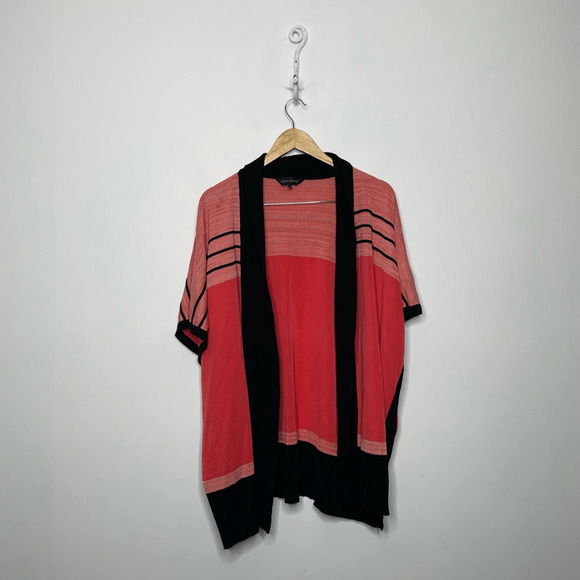 MING WANG Ombre Stripe Soft Knit Kimono Jacket pink acrylic open front WOMENS XL - Picture 2 of 6